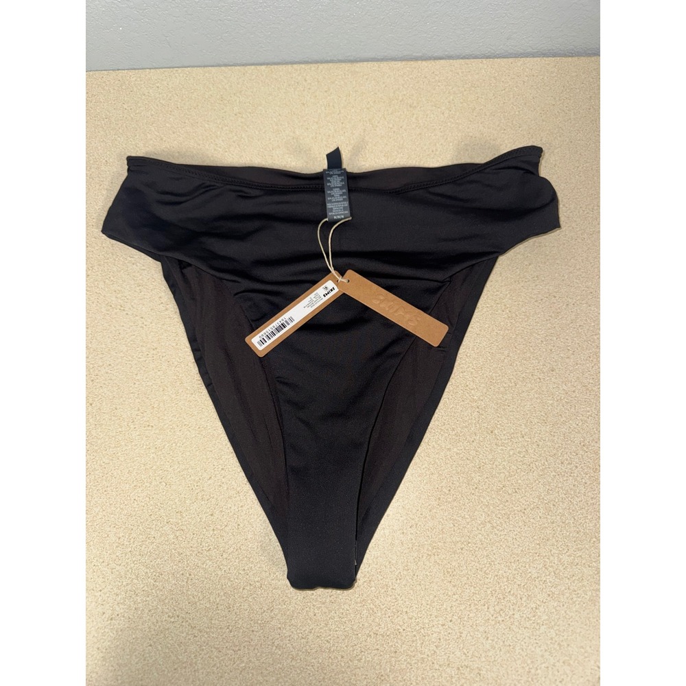SKIMS Recycled Swim Mid Waist Bottom Onyx Black SW-MWB-0748 Size Medium NWT - Picture 5 of 9